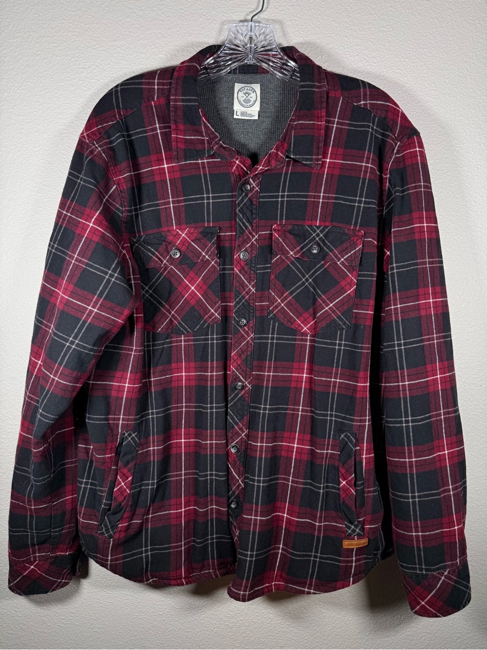 Voyager Men's L Black & Red Plaid Shirt Jacket